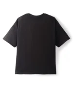 Terry Knit Half Drop Shoulder Sleeves T-Shirt With Mufasa Print & Text Foil Print - Black