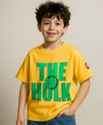 Single Jersey Knit Oversize Drop Shoulder Half Sleeve T-Shirt - Yellow