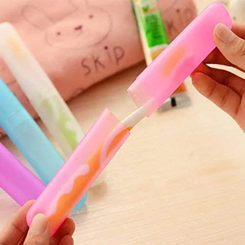 Toothbrush Cover for Germs Protection, Travel Storage Organizer Case, Pack of 4, Multi Color