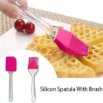 Silicon Spatula Oil Brush Set- Multipurpose Non-Sticky Small Spatula and Pastry Brush for Cake Mixer, Cooking, Baking, BBQ, Oil Brush for Kitchen