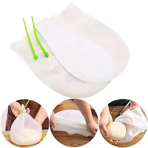 Large Reusable Silicone Kneading Bag, Fold Top Closure, White, Collapsible, Multipurpose Food Storage Bag for Baking, Cooking, and Preservation