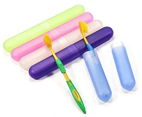 Toothbrush Cover for Germs Protection, Travel Storage Organizer Case, Pack of 4, Multi Color