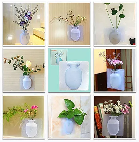 Airovia Wall Hanging Silicone Flower Pot Sticker Plant Rack for Decoration Home Kitchen Office Bathroom