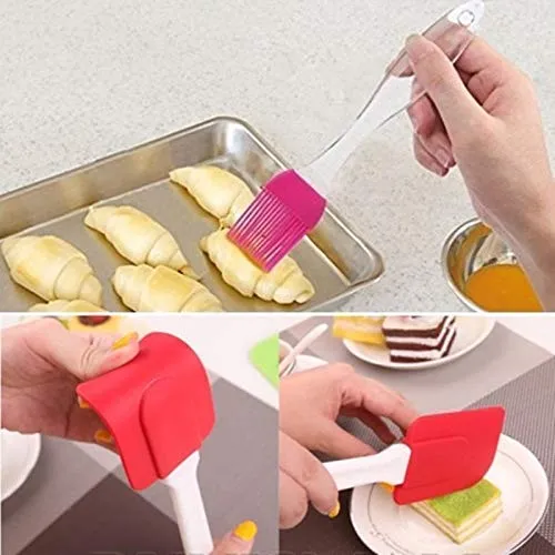 Silicon Spatula Oil Brush Set- Multipurpose Non-Sticky Small Spatula and Pastry Brush for Cake Mixer, Cooking, Baking, BBQ, Oil Brush for Kitchen