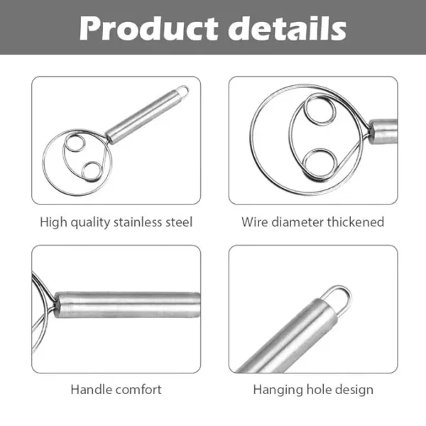 Kitchen Stainless Steel Dough Flour Whisk