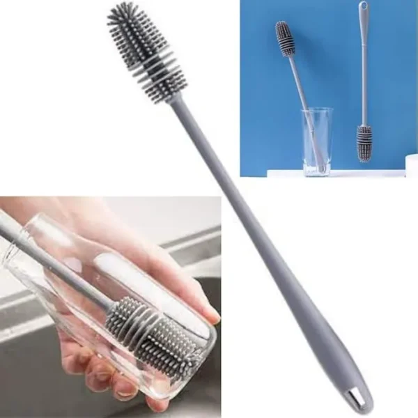 Long Bottle Cleaning Brush with Flexible Handle – Extra Long Bristle Brush for Water Bottles, Hydro Flask, Tumblers, Glasses & Narrow Neck Containers