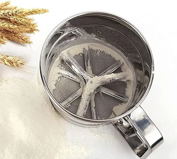 Flour Sifter for Baking Atta chhani Hand Press Design Stainless Steel