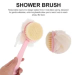Bath Brush with Handle – Long Handle Body Scrubber for Shower & Bath | Exfoliating Back & Body Brush for Soft, Smooth Skin