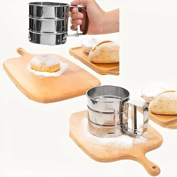 Flour Sifter for Baking Atta chhani Hand Press Design Stainless Steel