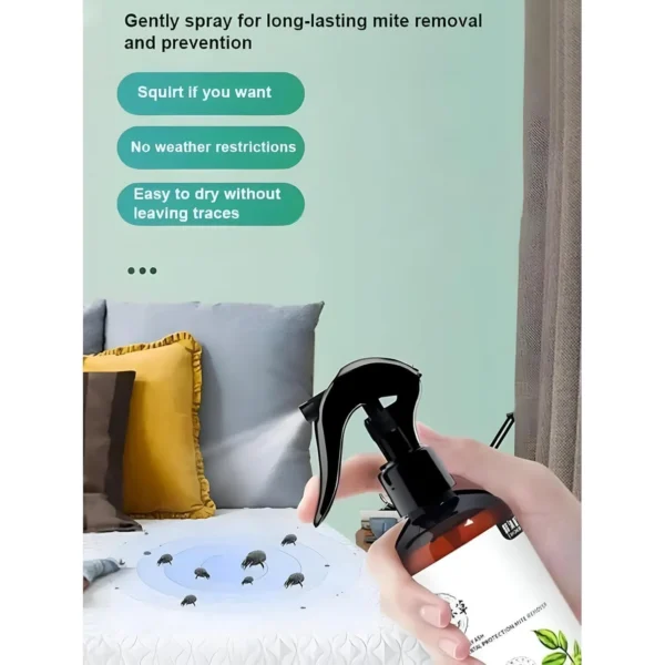 Mite Removal Spray | Effective Dust Mite & Bed Bug Killer | Indoor Cleaning Solution for Mattresses, Home & Garden | Anti-Mite Spray for Bedding and Clothes_200ml Each (Pack of 1) (Pack of 1)