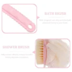 Bath Brush with Handle – Long Handle Body Scrubber for Shower & Bath | Exfoliating Back & Body Brush for Soft, Smooth Skin