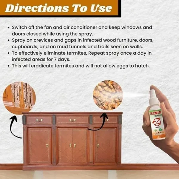 Termite Repellent Spray - 100ml | Natural & Eco-Friendly | Termite Killer | Wood Preservative | Controls Termites, Borers | 100% Herbal and Chemical free (Pack of 3)