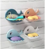 Soap Stand Holder for Bathroom Kitchen Sink Magic Stickers Wall Mounted (Pack of 2 Pcs) Soap Dish Holder, Fish Design Random Color(Plastic)