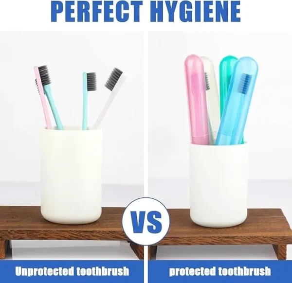 Toothbrush Cover for Germs Protection, Travel Storage Organizer Case, Pack of 4, Multi Color