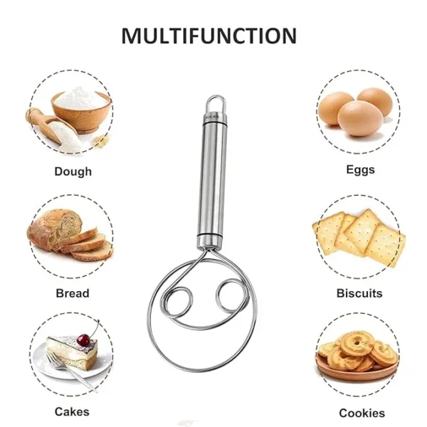 Kitchen Stainless Steel Dough Flour Whisk