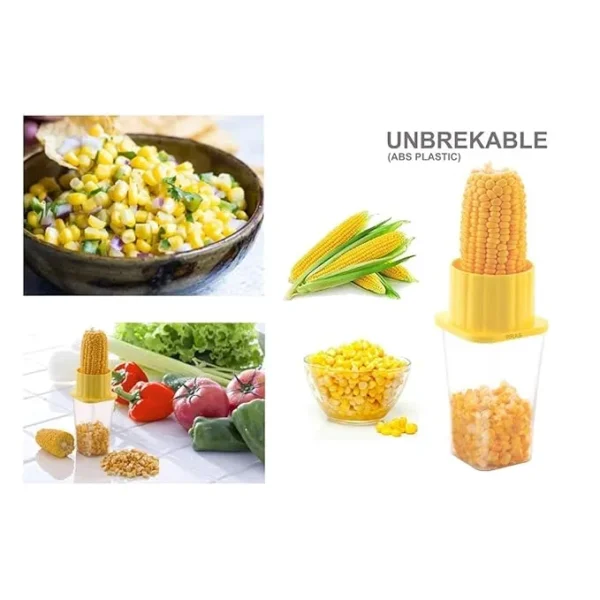 Corn Stripper Corn Seeds Remover Cutter with Container Unbreakable Plastic Pack of 1, Multi-Color