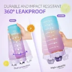 Airovia Motivational Water Bottle Set of 3 Pcs Time Marker with Straw, Unbreakable Leakproof BPA free Non-toxic Sipper Bottle for Office, Sports, Gym, School (Plastic | Set_Of 3 | Multicolor)