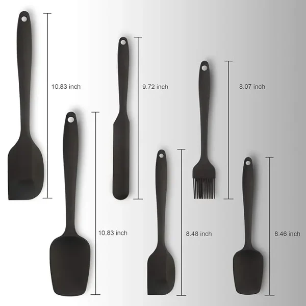 6 Pcs Made of 100% Food Grade Silicone One Piece Design Seamless Heat-Resistant Spatula Perfect for Spatula Cooking, Baking and Mixing
