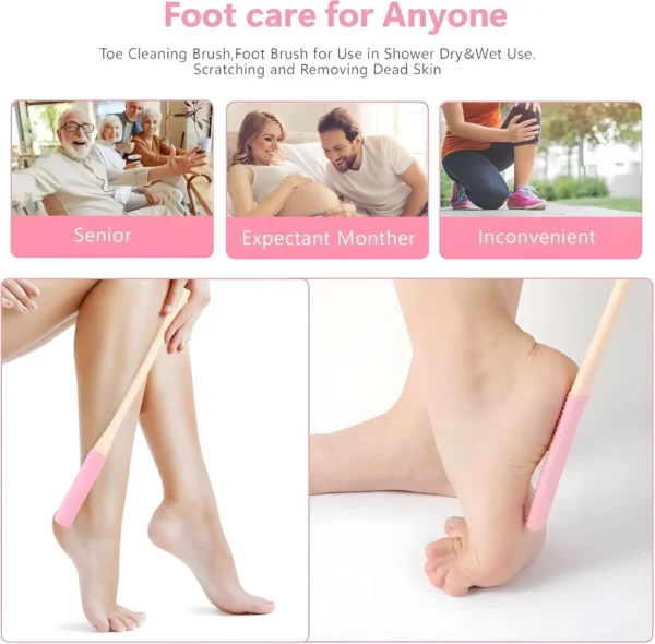 Foot Toe Cleaning Brush – Soft Bristle Scrubber for Feet, Toes & Nails | Shower Foot Cleaner for Dead Skin Removal, Exfoliating & Massage