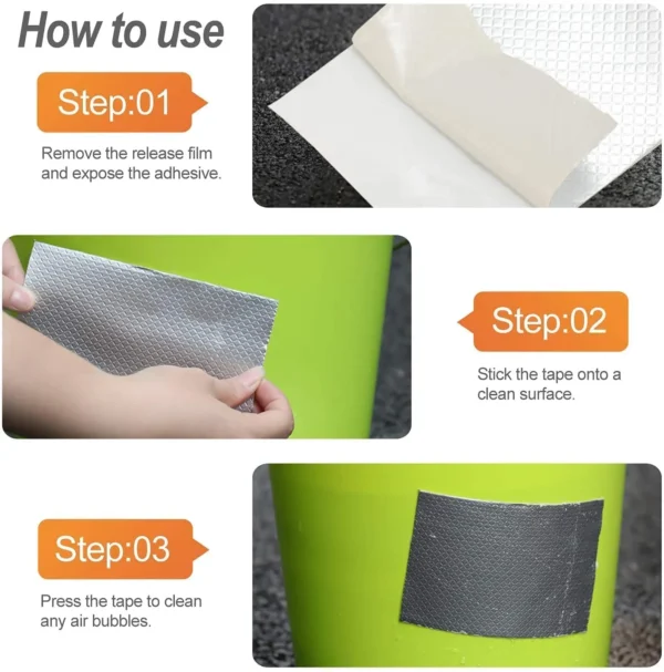 Leakage Repair Waterproof Tape for Pipe Leakage Roof Water Leakage Solution Aluminium Foil Tape Waterproof Adhesive Tape Sealing Duct Rubber Tape for Leakage (5CM*5Meter)(Pack of 1)