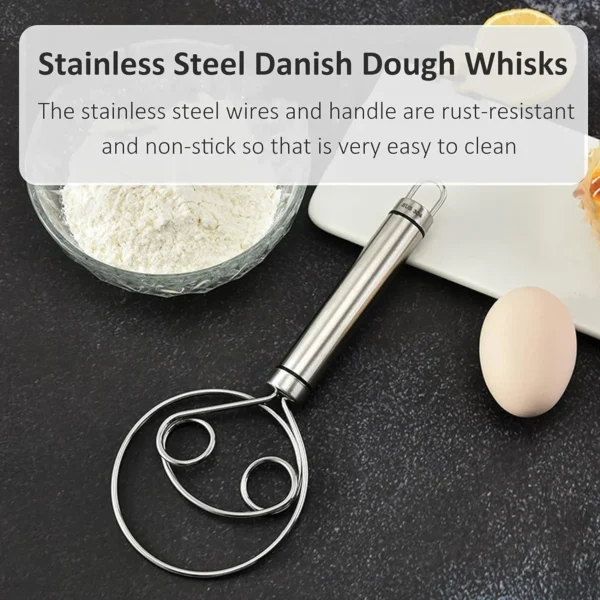 Kitchen Stainless Steel Dough Flour Whisk