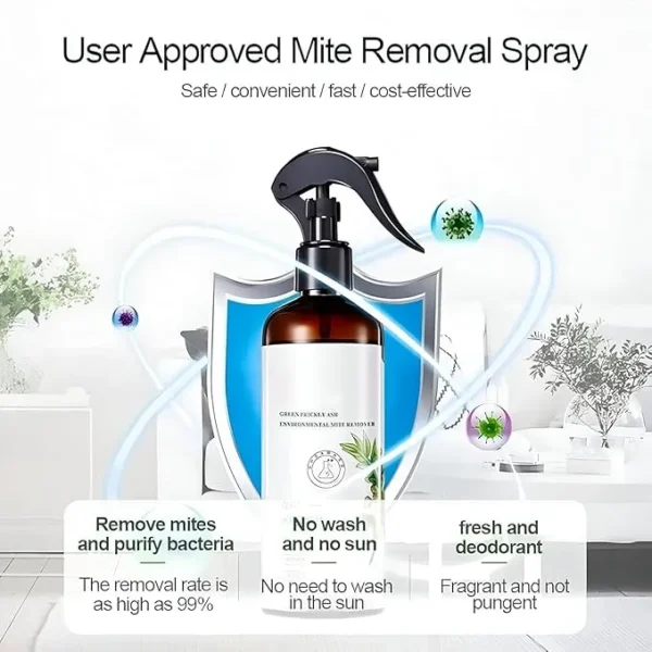 Mite Removal Spray | Effective Dust Mite & Bed Bug Killer | Indoor Cleaning Solution for Mattresses, Home & Garden | Anti-Mite Spray for Bedding and Clothes_200ml Each (Pack of 1) (Pack of 1)