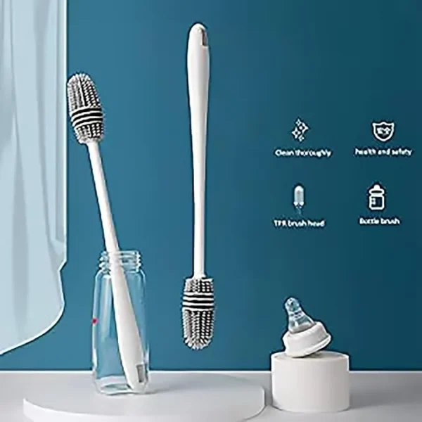 Long Bottle Cleaning Brush with Flexible Handle – Extra Long Bristle Brush for Water Bottles, Hydro Flask, Tumblers, Glasses & Narrow Neck Containers