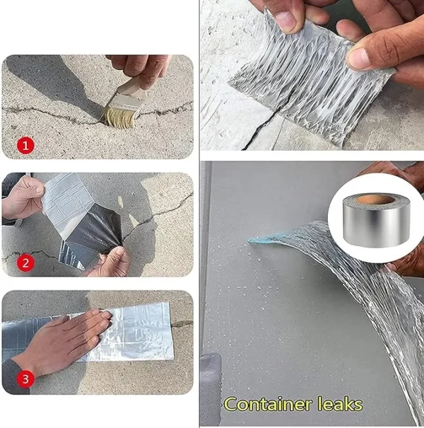 Leakage Repair Waterproof Tape for Pipe Leakage Roof Water Leakage Solution Aluminium Foil Tape Waterproof Adhesive Tape Sealing Duct Rubber Tape for Leakage (5CM*5Meter)(Pack of 1)