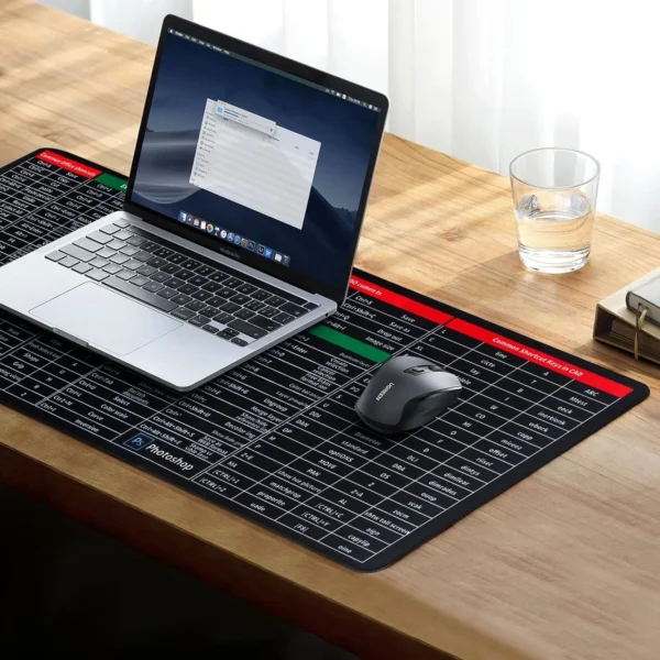 Anti-Slip Keyboard Pad with Office Software Shortcuts Pattern, Clear Extended Large Cheat Sheet Mouse Pad, Large Rubber Base Mice Smooth Cloth Desk Mat, Excel Shortcut Keys Mouse Pad