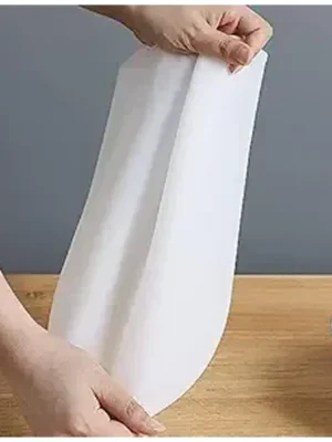 Large Reusable Silicone Kneading Bag, Fold Top Closure, White, Collapsible, Multipurpose Food Storage Bag for Baking, Cooking, and Preservation