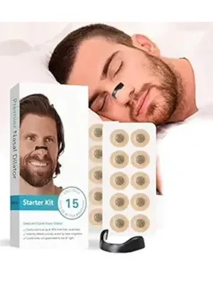 Breathing Nasal Strip Starter Kit for Boost Oxygen Level, Reduce Snoring, Improve Sleep Quality - Sweat Resistant, Skin Safe Nasal Strips Sugar Control Acupressure (15 Count)