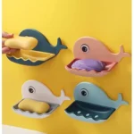 Soap Stand Holder for Bathroom Kitchen Sink Magic Stickers Wall Mounted (Pack of 2 Pcs) Soap Dish Holder, Fish Design Random Color(Plastic)