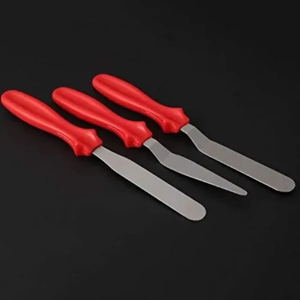 Spatula Set with Plastic Handle Stainless Steel Icing Spatula Variety Set & Cake Decorating Tools