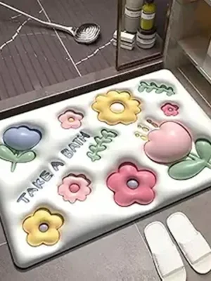 Bathroom Door Mat 3D Printed Digital Door Mat Washable Bathroom Quick Dry Rugs