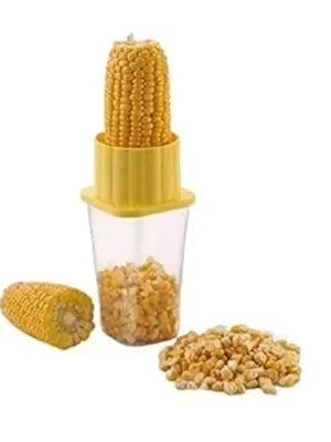 Corn Stripper Corn Seeds Remover Cutter with Container Unbreakable Plastic Pack of 1, Multi-Color