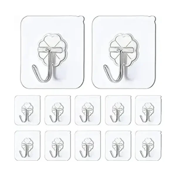 10 pcs Wall Hooks for Hanging Strong Sticker Sticky Plastic Self Adhesive Heavy Duty Home Kitchen Bathroom Key Hanger Frame Holder