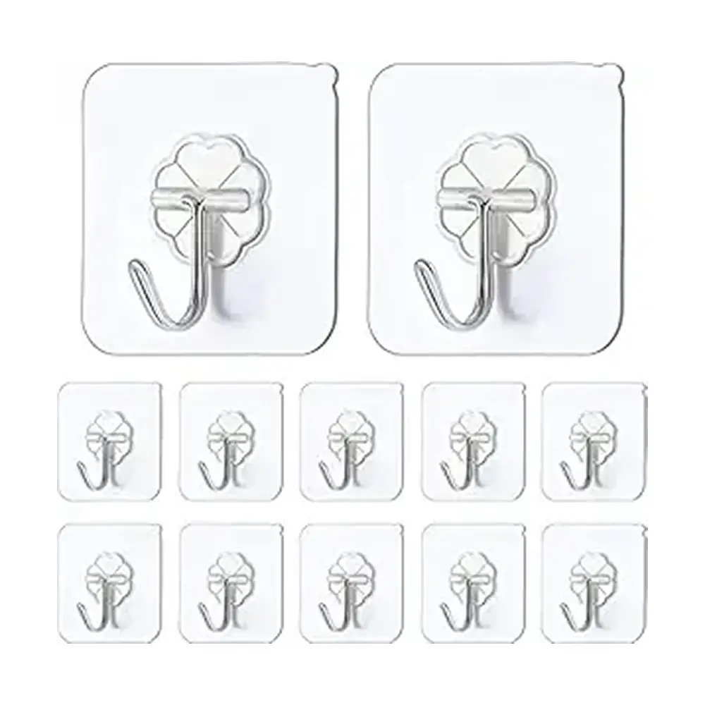 10 pcs Wall Hooks for Hanging Strong Sticker Sticky Plastic Self Adhesive Heavy Duty Home Kitchen Bathroom Key Hanger Frame Holder