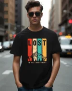 Men's Black Lost Mountains Graphic Printed T-shirt