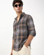 Men's Brown & Black Checked Shirt