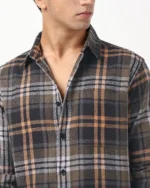 Men's Brown & Black Checked Shirt