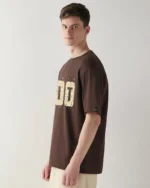 Men's Chocolate Brown Just Do It Typography Oversized T-shirt