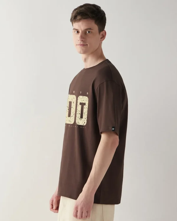 Men's Chocolate Brown Just Do It Typography Oversized T-shirt