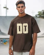Men's Chocolate Brown Just Do It Typography Oversized T-shirt