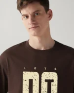 Men's Chocolate Brown Just Do It Typography Oversized T-shirt