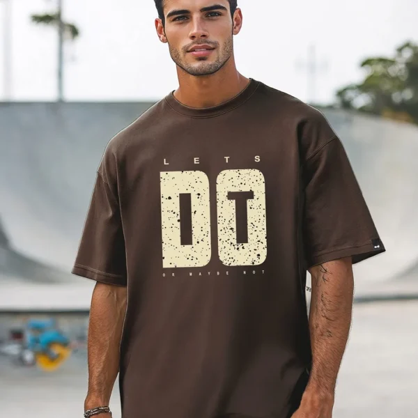 Men's Chocolate Brown Just Do It Typography Oversized T-shirt