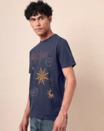 Men's Dark Blue Brahmand Graphic Printed T-shirt