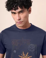 Men's Dark Blue Brahmand Graphic Printed T-shirt