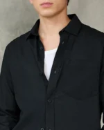 Men's Jet Black Cotton Linen Shirt