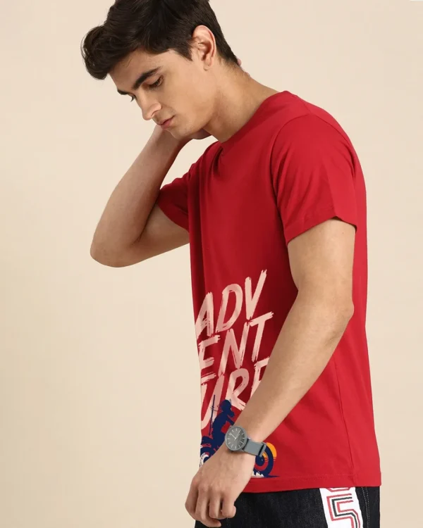 Men's Red Moon Rider Graphic Printed T-shirt