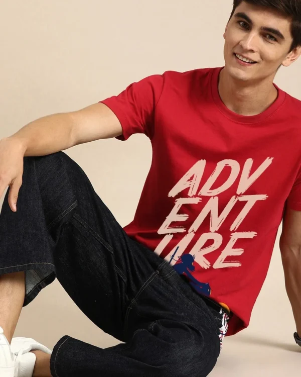 Men's Red Moon Rider Graphic Printed T-shirt